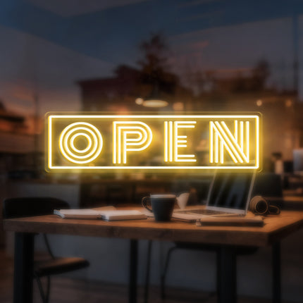 Warm White "Triple-Line OPEN" Neon Sign