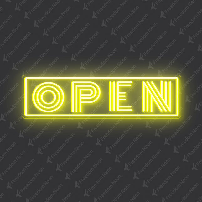 Yellow "Triple-Line OPEN" Neon Sign