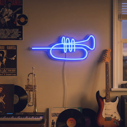 Blue Trumpet Neon Sign