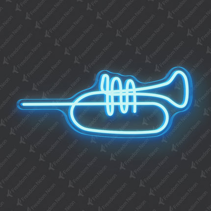 Ice Blue Trumpet Neon Sign