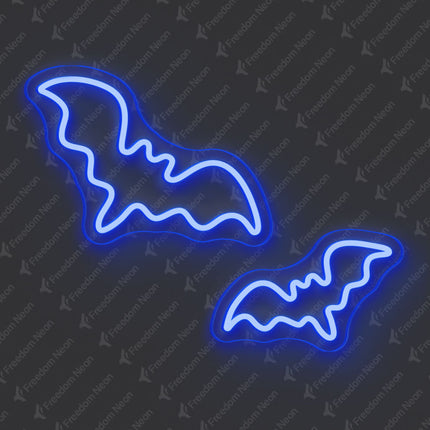 Blue Two-Bat Neon Sign
