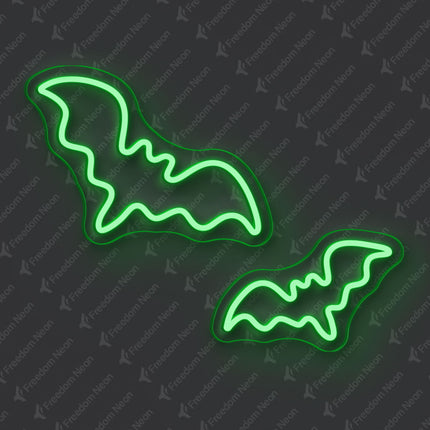 Green Two-Bat Neon Sign