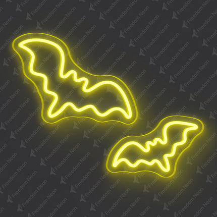 Lemon Yellow Two-Bat Neon Sign