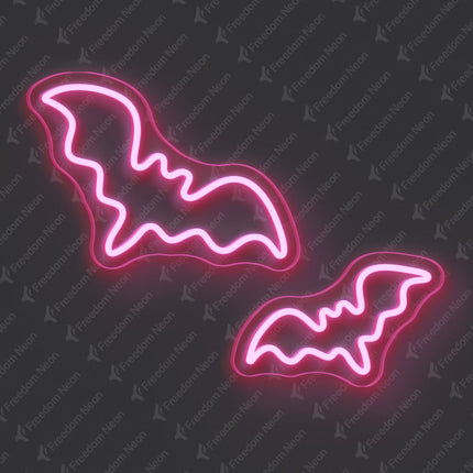 Light Pink Two-Bat Neon Sign