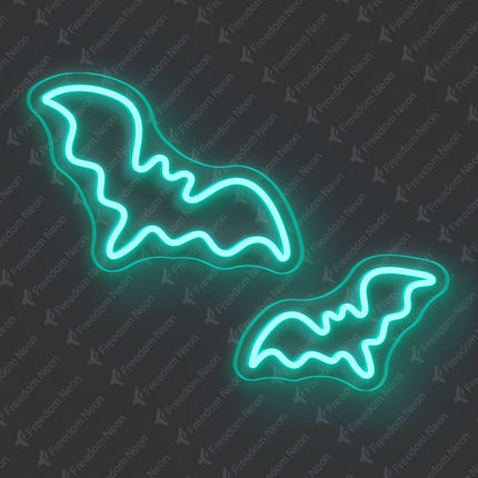 Mint Green Two-Bat Neon Sign