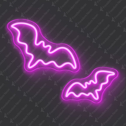 Pink Two-Bat Neon Sign
