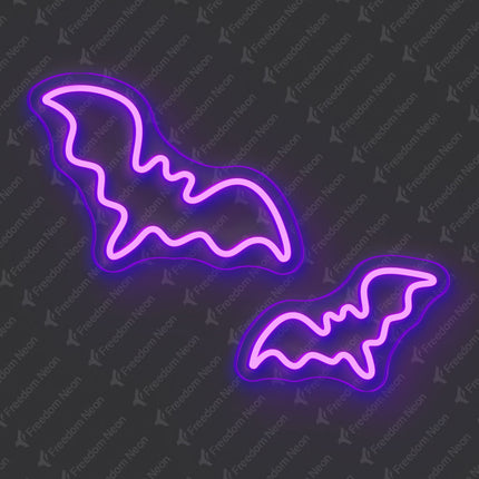 Purple Two-Bat Neon Sign