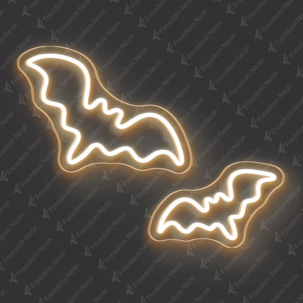 Warm White Two-Bat Neon Sign