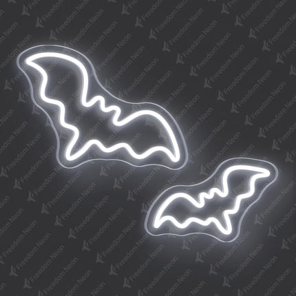 White Two-Bat Neon Sign