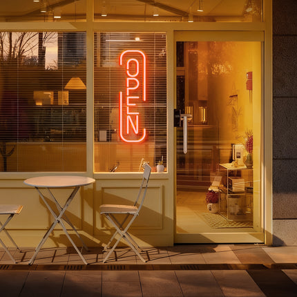 Golden Yellow "U-Frame OPEN" Neon Sign