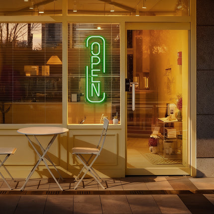 Green "U-Frame OPEN" Neon Sign