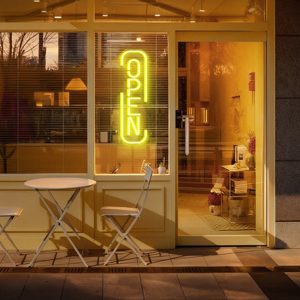 Lemon Yellow "U-Frame OPEN" Neon Sign