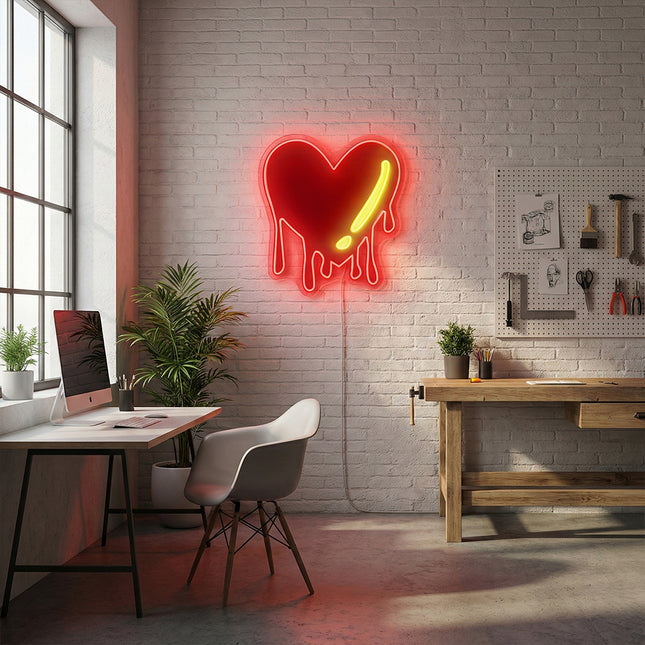 UV Heart Drip Neon Sign