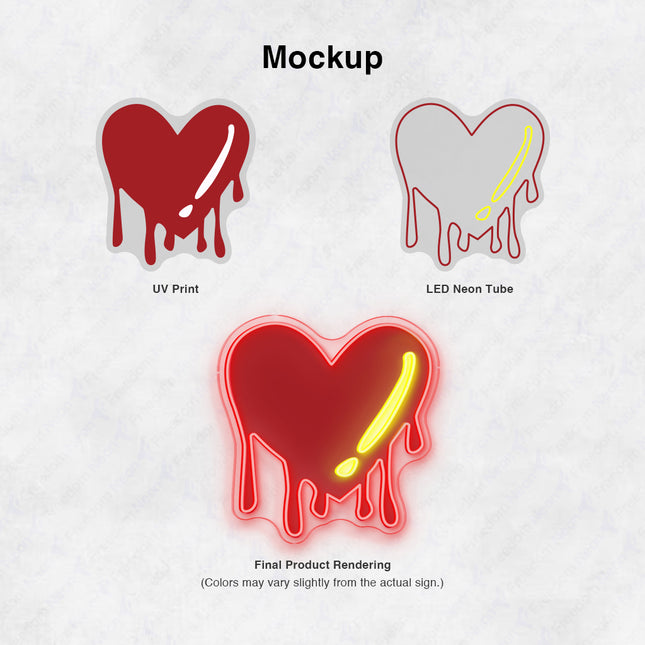 UV Heart Drip Neon Sign Mockup