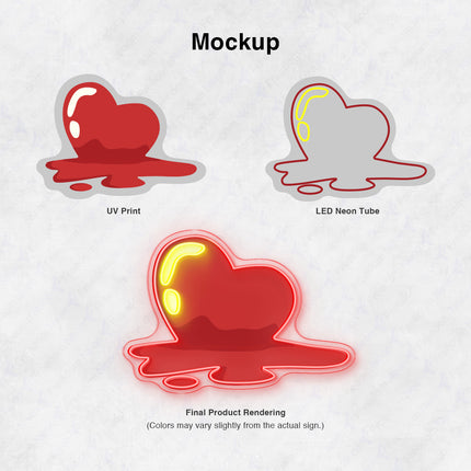 UV Melting Heart Neon Sign Mockup