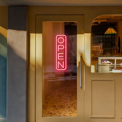 Light Pink "Vertical OPEN" Neon Sign