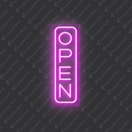 Pink "Vertical OPEN" Neon Sign