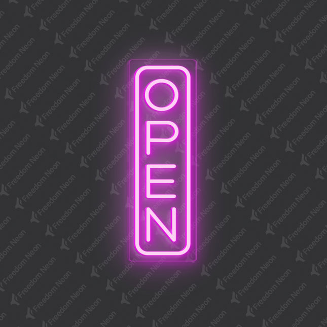 Pink "Vertical OPEN" Neon Sign