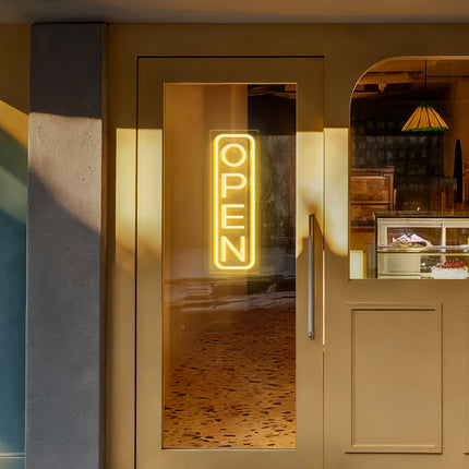 Warm White "Vertical OPEN" Neon Sign