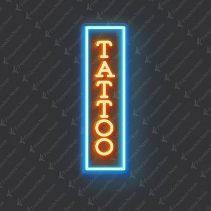 Ice Blue & Orange Vertical Tattoo Neon Sign