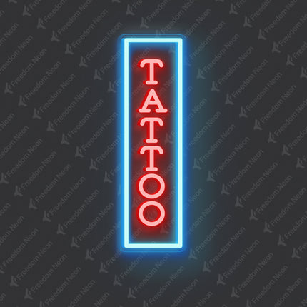 Ice Blue & Red Vertical Tattoo Neon Sign