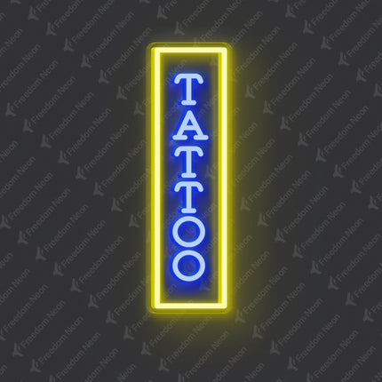 Lemon Yellow & Blue Vertical Tattoo Neon Sign