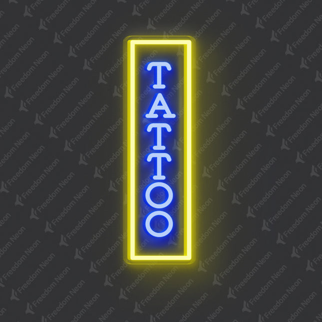 Lemon Yellow & Blue Vertical Tattoo Neon Sign