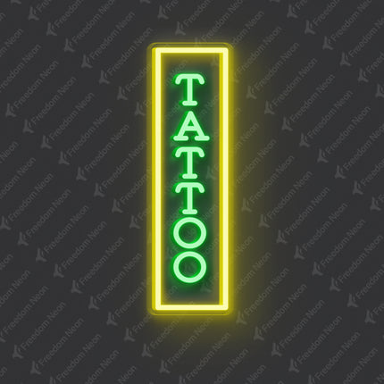 Lemon Yellow & Green Vertical Tattoo Neon Sign