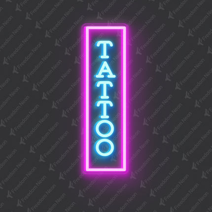 Pink & Ice Blue Vertical Tattoo Neon Sign