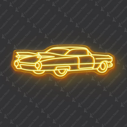 Golden Yellow Vintage Car Neon Sign