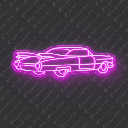 Pink Vintage Car Neon Sign