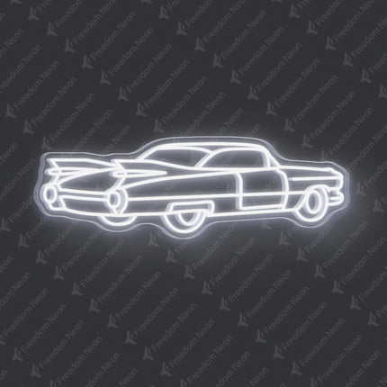 White Vintage Car Neon Sign