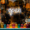 Vintage white neon "Open" sign