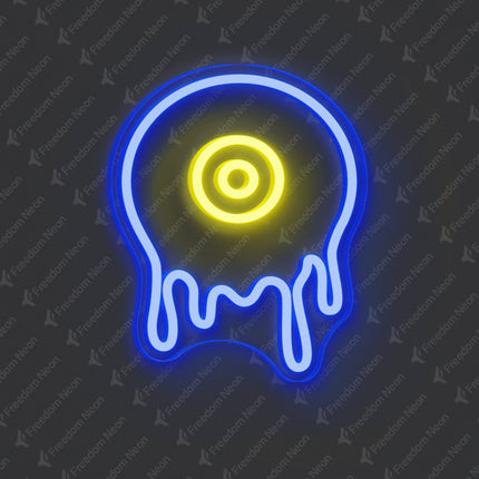 Blue Vinyl Record Drip Neon Sign