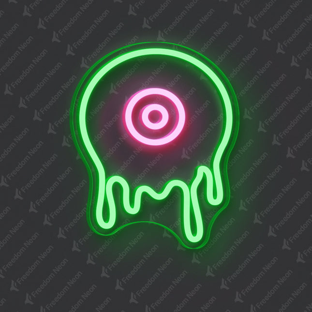 Green Vinyl Record Drip Neon Sign