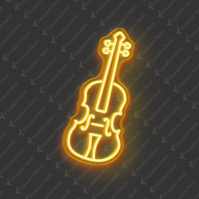 Golden Yellow Violin Neon Sign