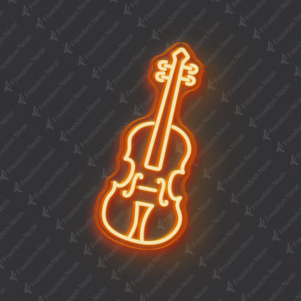 Orange Violin Neon Sign