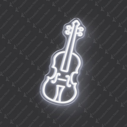 White Violin Neon Sign