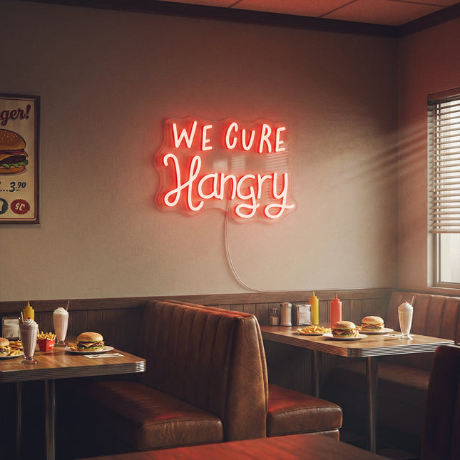 Red WE CURE Hangry Neon Sign