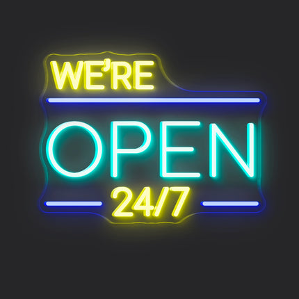 Mint We're Open 24/7 Neon Sign