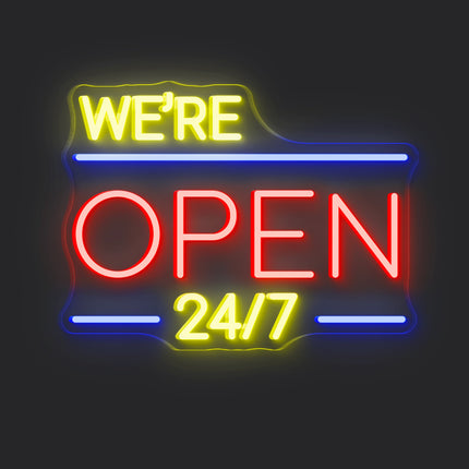 Red We're Open 24/7 Neon Sign