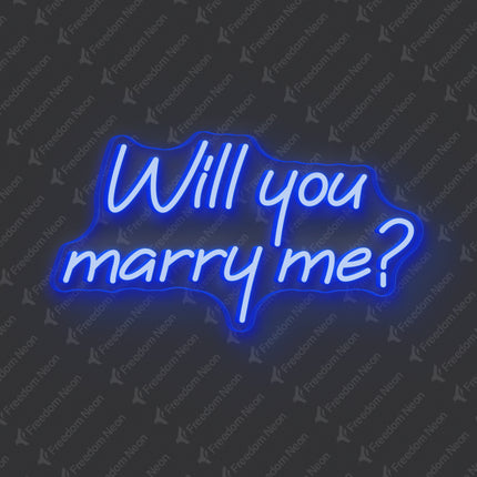 Blue Will You Marry Me Neon Sign