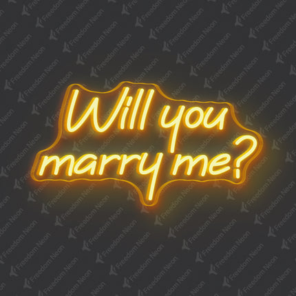 Golden Yellow Will You Marry Me Neon Sign