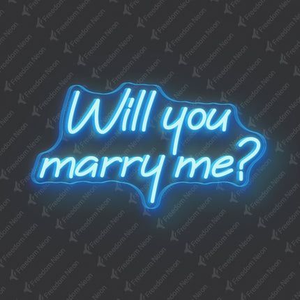 Ice Blue Will You Marry Me Neon Sign