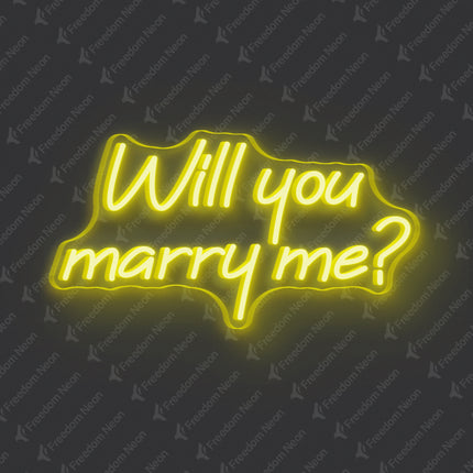 Lemon Yellow Will You Marry Me Neon Sign