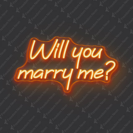 Orange Will You Marry Me Neon Sign