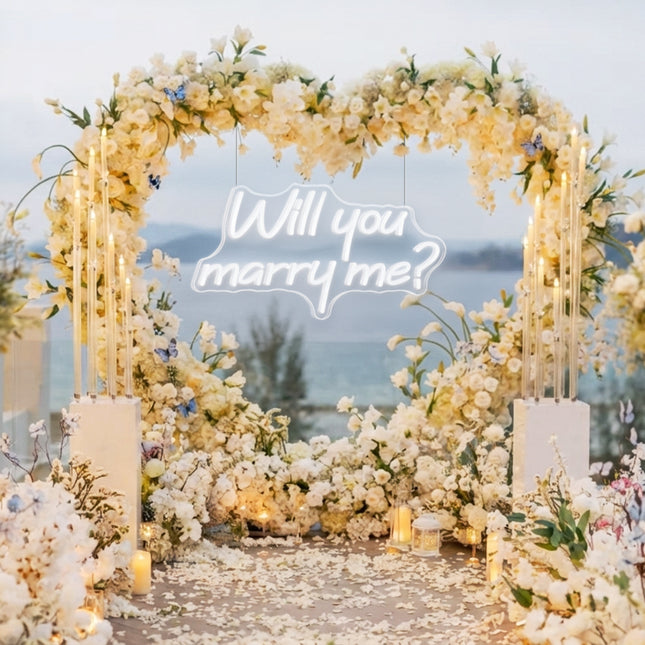 White Will You Marry Me Neon Sign