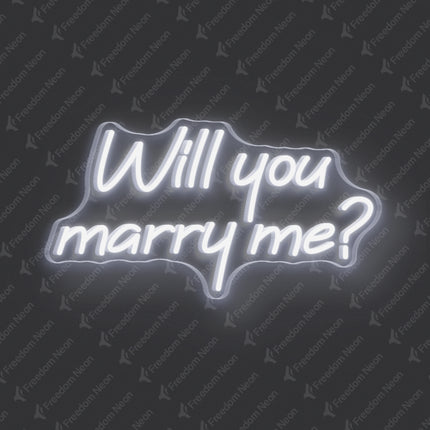 White Will You Marry Me Neon Sign