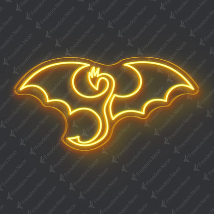 Golden Yellow Winged Dragon Neon Sign