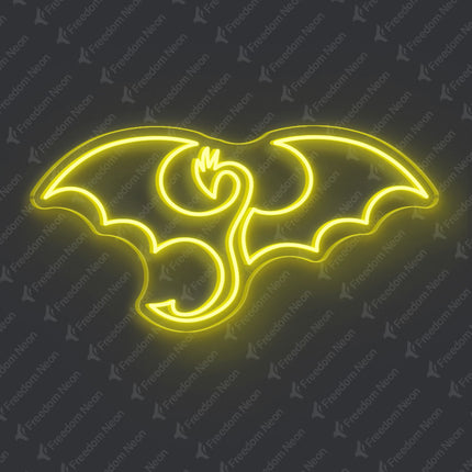 Lemon Yellow Winged Dragon Neon Sign